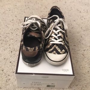 **Coach Barrett Brown Zebra Print Sneakers**